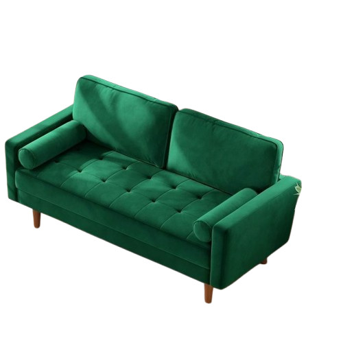 Canapé 2 places velours vert scandinave de 148cm fauteuil capitonné de salon