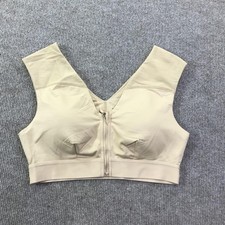 Tommie Copper Sports Bra Womens Large Beige Zip Front Copper Znergy Support Mesh