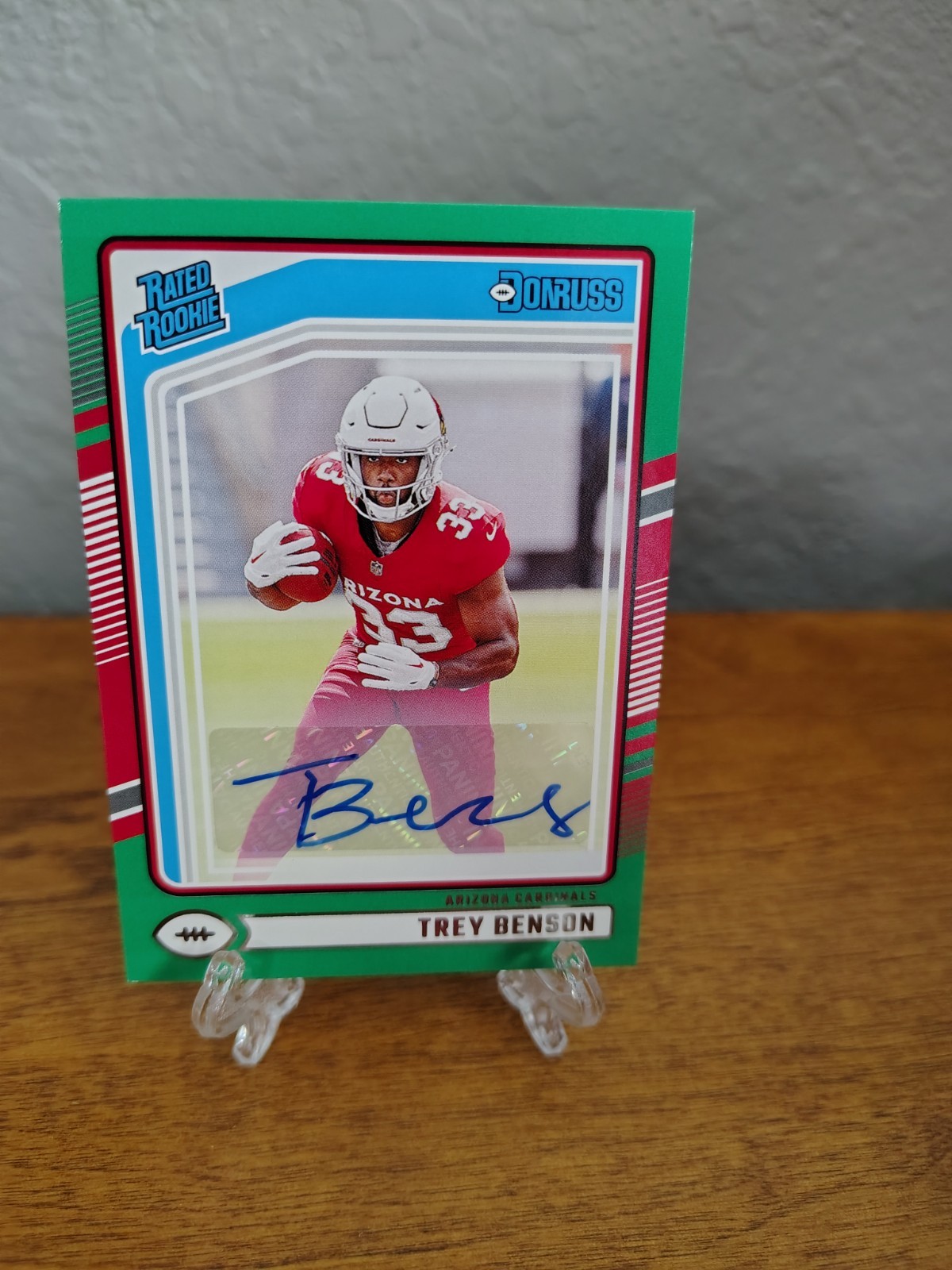2024 Donruss Rated Rookie Trey Benson #326 Green Auto Cardinals Autograph 
