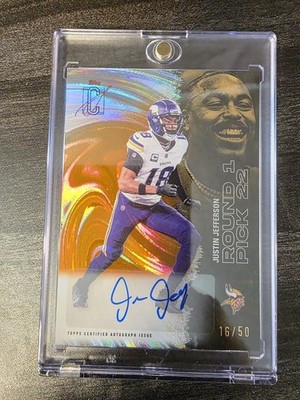 2025 Topps Signature Class Justin Jefferson Orange Lava Auto 16/50 #36 Vikings