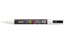 UNI-BALL MARKER PEN PC-3M - WHITE - 3 PACK OF PENS