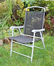 Strong Steel Framed Folding Garden Chair Folds Flat Ht.94cm Width 55 Depth 45cm