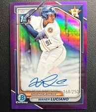 2024 Bowman Chrome - Prospect Autographs Purple Refractors #CPA-WL Waner Luciano