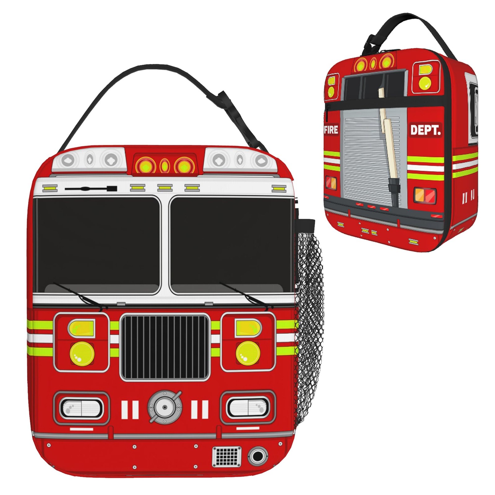 Fire Truck Kids Lunch Box, Insulated, Pockets, Leakproof The