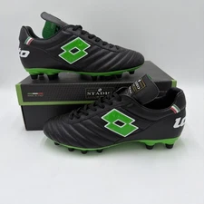 Lotto Stadio OG II FG Soccer Cleats - All Black, Spring Green | Men’s Size 9