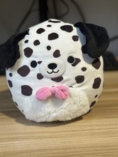 Squishmallows Dalmatian Dog Plush Stuffed Animal with Pink Bow White Black Pink