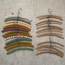 Lot of 27 Vintage Wooden Dress Hangers Advertising Crochet