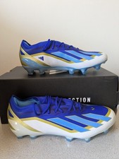 Adidas X Crazyfast Elite FG Messi soccer cleat, Blue/White/Gold, ID0710