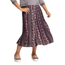 Art Class Girls Skirt Size 6/ 6x Pleated Midi Floral Fall Bohemian church boho
