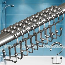 Rust Resistant Stainless Steel Double Shower Curtain Hooks Nickel Set of 12