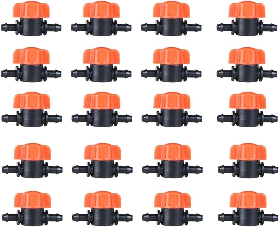 20pcs 1/4 Inch Barb Shut-Off Valve Universal Drip Irrigation