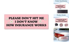 Please Don't Hit Me Car Bumper Magnet Sticker, Sarcastic Don't Hit Pink01