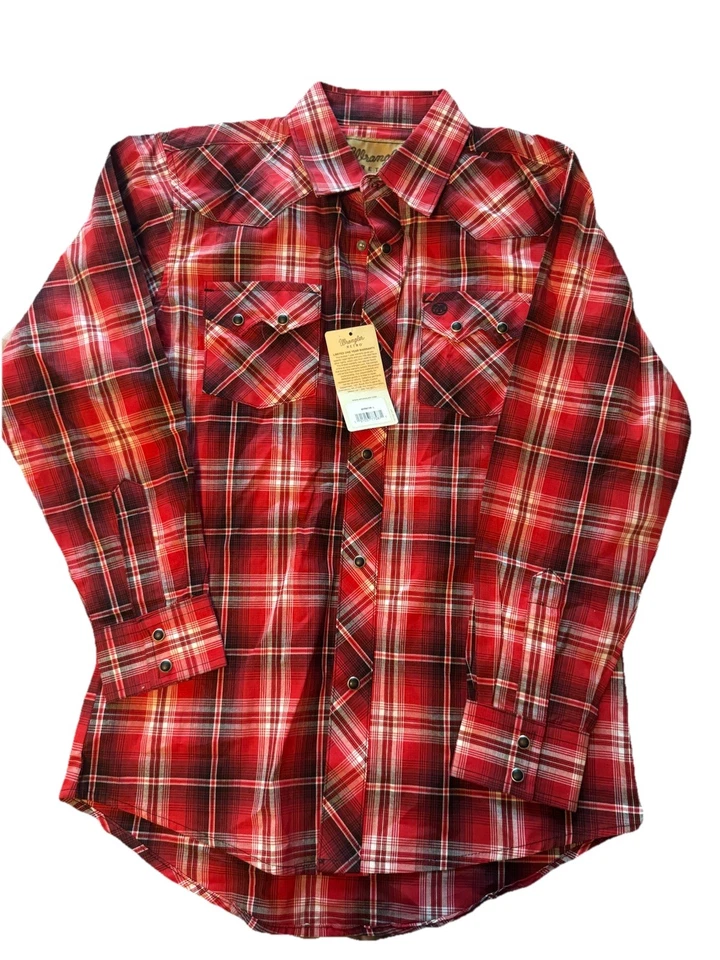 Camisa a Presión Wrangler Retro Niños Roja a Cuadros Perla, Talla Grande Foto 2 de 4