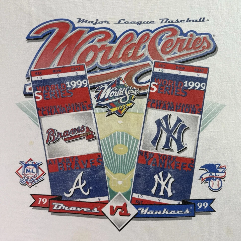 Camiseta De Colección New York Yankees MLB 1999 Serie Mundial Campeones XL Envejecida Foto 2 de 4