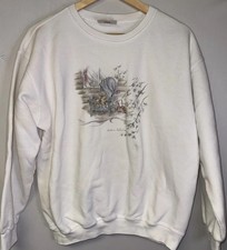 Northern Reflections Vintage Cabin Scene Dog Graphic Sweatshirt Womens L