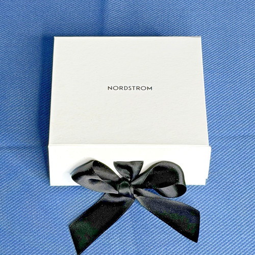 Nordstrom Gift White Box w/Black Ribbon Unisex Cardboard Square 4.5" x 4.5" x 2"