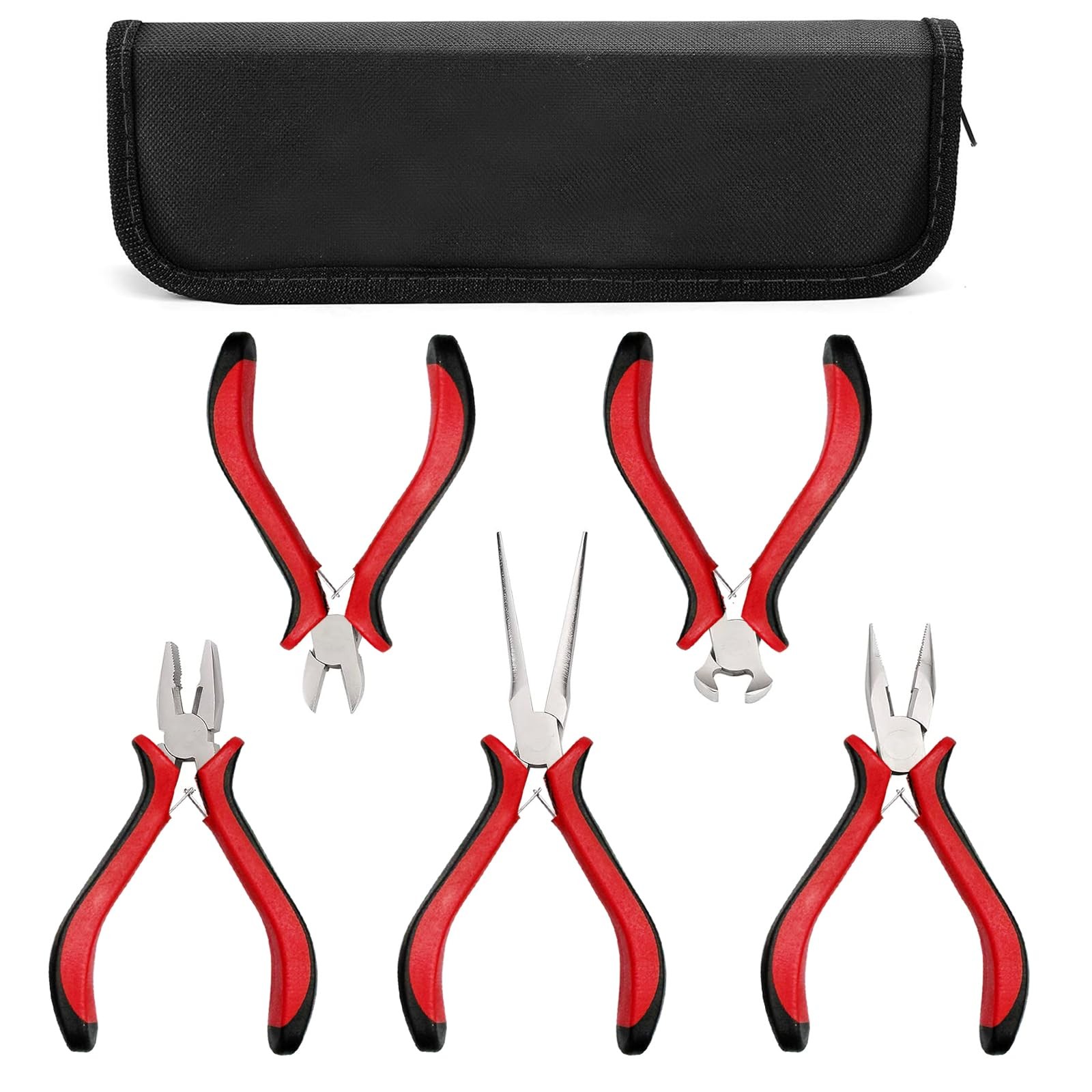 5-piece mini pliers set with pointed nose, long nose, and more for precision tasks