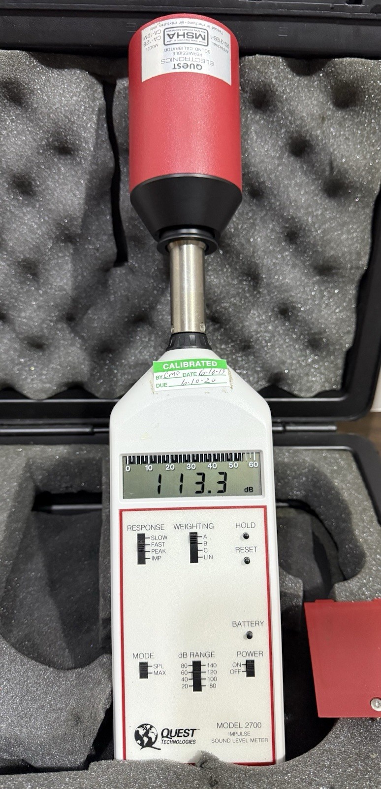 Quest Technologies Model 2700 Impulse Sound Level Meter W/Calibrator CA-12B
