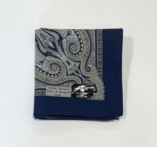 NWT Men Handkerchief Santa Barba Paisley Classic Blue Cotton Pocket Square 17.5  