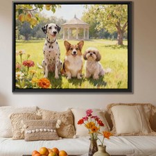 Oil Painting Dog Artwork Canvas Print Dalmatian Corgi Shih Tzu Living Room Decor