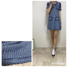 PRADA dress 36 blue linen short sleeve