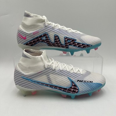 Mens Size 8 Nike ZM Superfly 9 Elite SG-PROAC White Blue Football