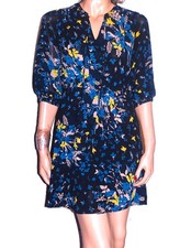 Ann Taylor Loft Blue Gold Shirt Dress Petite XS