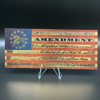24K Gold Foil Note 2nd Amendment Novelty Collector Note - In God We Trust (2pc)