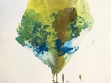 Abstract Mixed Media Painting on 11 X 15” Paper Contemporary