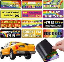 12 Pcs Gay Pride Funny Magnet Bumper Sticker LGBT Rainbow Pride Prank Magnetic S