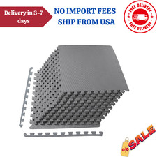 BalanceFrom Fitness 48 Sq Ft Interlocking EVA Foam Exercise Mat Tiles, Gray