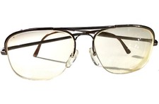 VINTAGE 1980s LOGO PARIS FRANCE AVIATOR EYEGLASSES BROWN METAL FRAMES