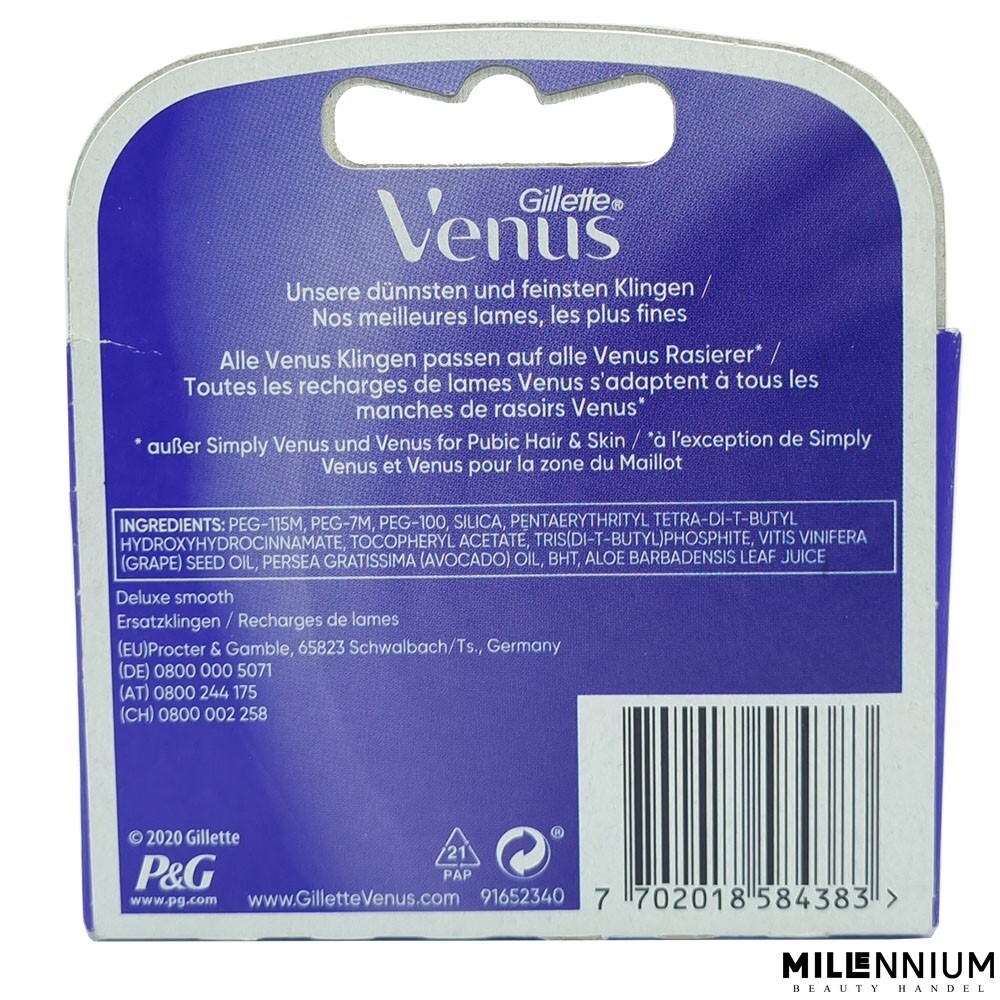 Gillette Venus Swirl Deluxe Rasier Ersatzklingen - 4 Stück, Lila  