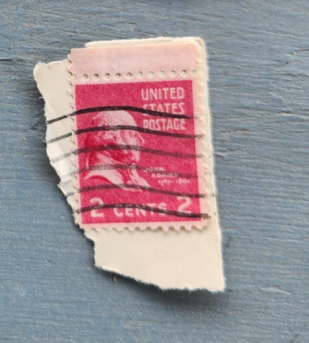 3 John Adams Red 2 Cent, Washington 1 cent, & extra Stamps Postcard 1953 Vintage - 第 4/4 張圖片