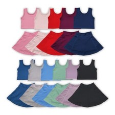 Kids Girls Athletic Wear Solid Color Sleeveless Tank Top Matching Skirt Set