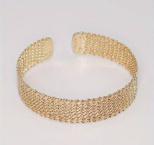 Elegant Gold Textured Cuff Adjustable Bangle Bracelet