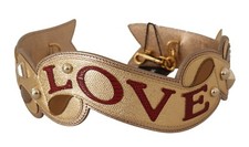 DOLCE & GABBANA Shoulder Strap Gold Leather L...