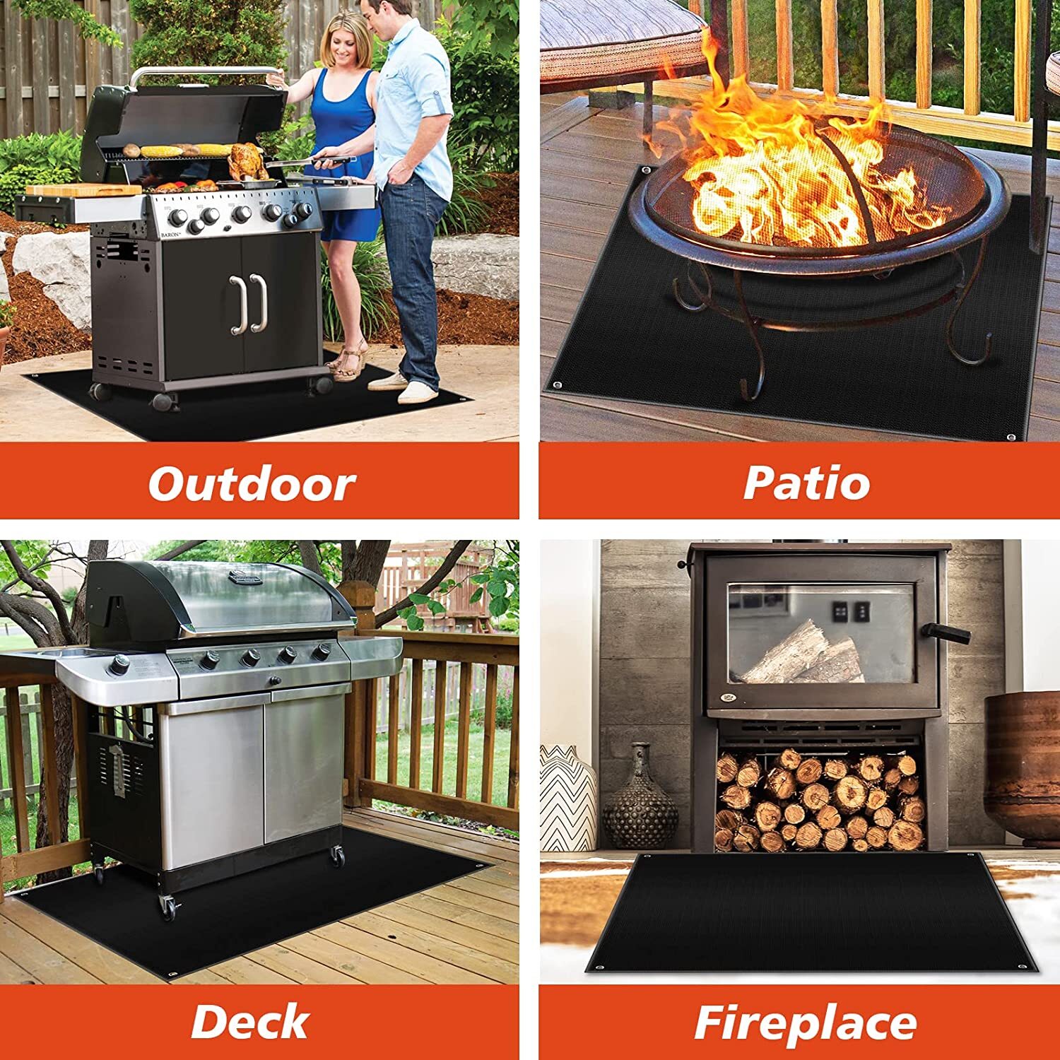 Fire Pit Mat for decking Fire Proof Mat Charcoal BBQ MatFlame