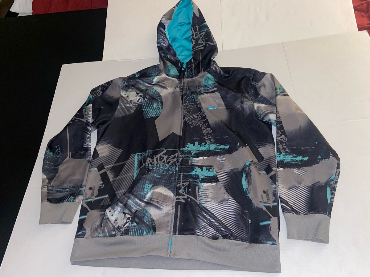 Oakley Multicolor All Over Print Snowboard Ski Full Zip Hoodie XL