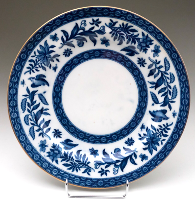 Antique Victorian Coalport Belfort Blue & White Dinner Plate 1860