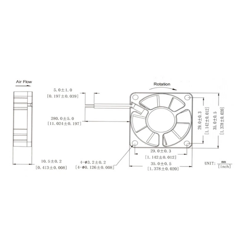 3510 Gdstime 3.7V 5V 9V 12V-24V 2pin 35x35x10mm DC Cooling Fan 35mm brushless C9 - Image 2 of 4