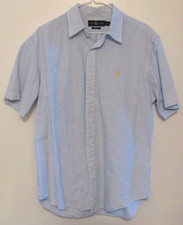 Ralph Lauren Seersucker Casual Shirt Blue Mens Large Striped Cotton Pony Logo