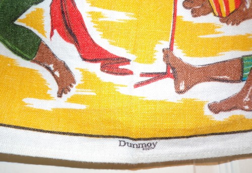 Vintage Dunmoy Irish Linen Tea Towel Native Islanders Palm Trees Limbo - Picture 4 of 6