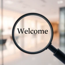 Digital picture Welcome sign with Magnifying Glass printable file