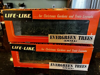 2 Boxes, Life-Like Small Evergreen Trees, 6 Trees per Box
