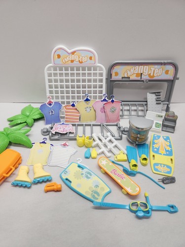 Barbie Mattel Hang Ten & Various Accessories Lot Skateboard, Beach, Cali Girl