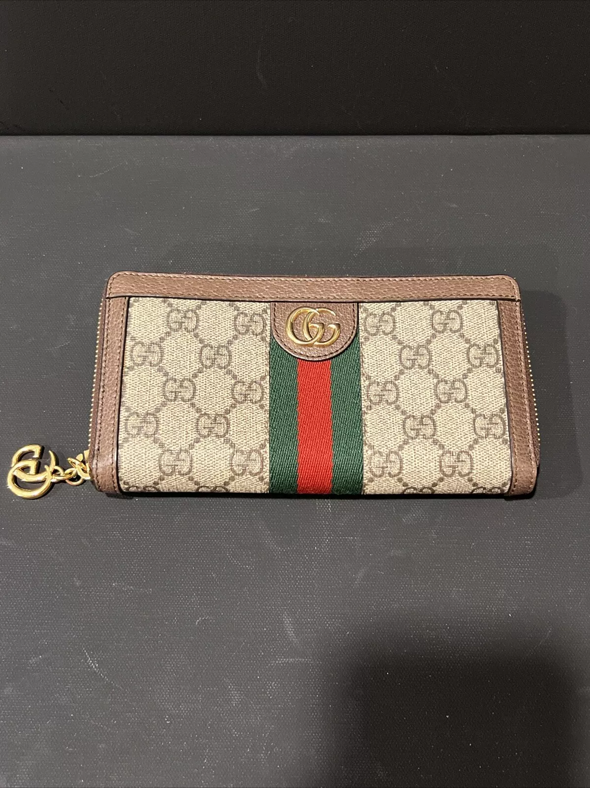 PORTEFEUILLE zippé 100 % AUTHENTIQUE NEUF GUCCI GG SUPREME MARMONT OPHIDIA