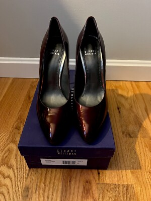 STUART WEITZMAN AUTH Women's Burgundy Patent Leather Dagger Pump Size 9.5