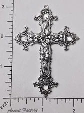 36644         Matte Silver Oxidized Victorian Cross Pendant Finding
