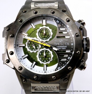 Invicta Coalition Forces Chronograph Quartz Green Dial  Gunmetal Watch 32977